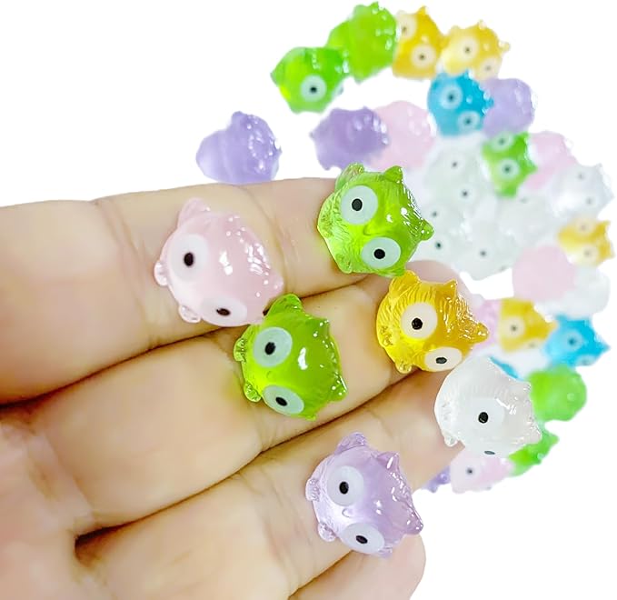 54PCS Mini Owl Decor for Dollhouse Resin Animal Tiny for Crafts Micro Miniature Owls for Fairy Garden Dollhouse Micro Landscaping Decoration (Owl)