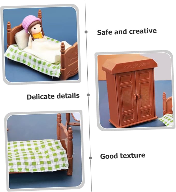 3Pcs Miniature Dollhouse Bedroom Realistic Furniture Accessories for Decorative House Decor for DIY Projects and Creative Play