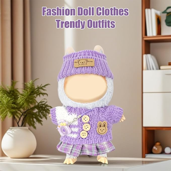 Clothes for Lububu 17cm Dolls(NO Doll) for Lububu Doll Outfits with Accessories Suit for Lububu Cute Stylish Dress Up Set