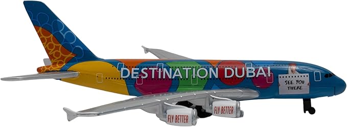 Daron Collectible Toy - Emirates Arlines A380 Double-Decker Flagship Airplane - Die-Cast Metal Model Airplane with Plastic Parts, for Children Ages 3+