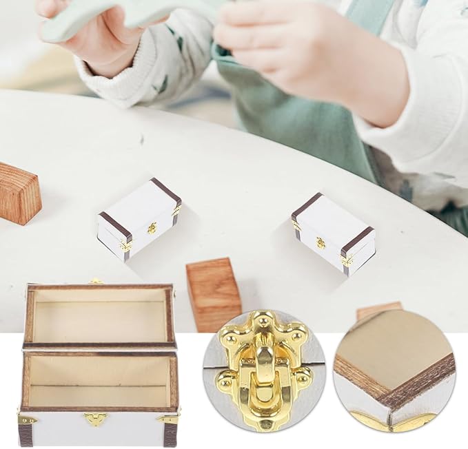 1:12 Vintage Miniature Suitcase Dollhouse Storage Case Travel Trunk Model Dollhouse Furniture for Mini House Decor