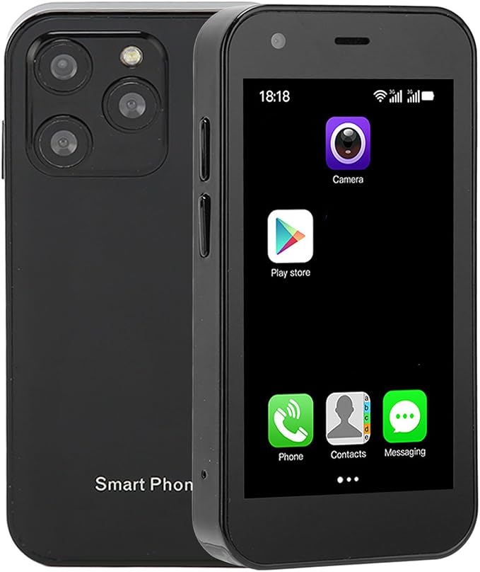 XUMIUZIY Mini Smartphone, Slim Unlocked Cell Phones with 3" HD Screen, 2GB RAM 16GB ROM, Dual Cameras, Dual SIM Card Slot, 3G Network, 1000mAh Battery, 8.1 (Black)