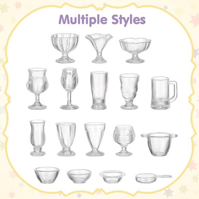 1/17 Scale Mini Cups Food Container Model 34pcs Realistic Tiny with Lids for Dollhouse Accessories and Keychain Mugs Creative Miniature Coffee Cup Set by Mini House Decor