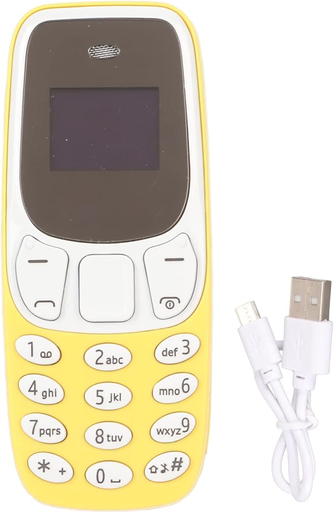 Heayzoki Mini Smartphone, Unlocked Mobile Phone, Dual SIM Hands BT Dialer GSM 2 in 1 Smallest Phone, Low Radiation Music Player with Voice Changer (Yellow)
