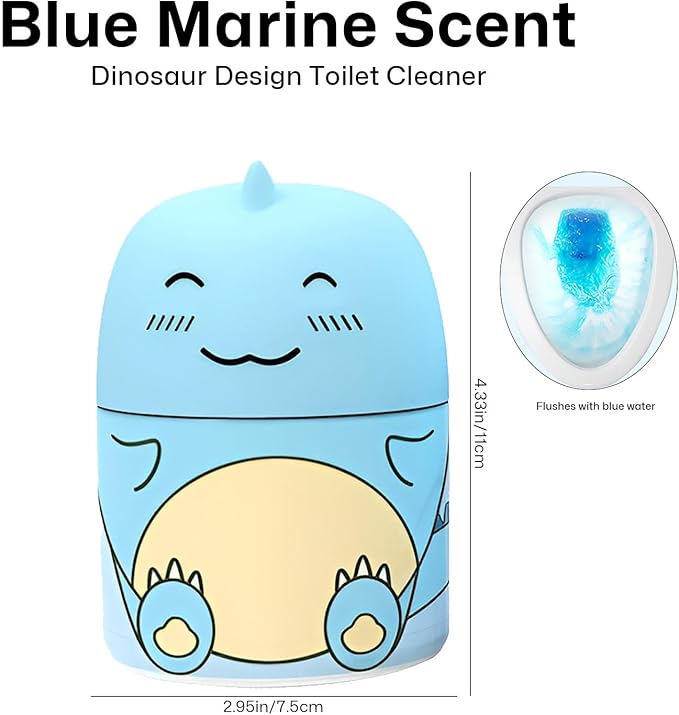 MOGOXION Toilet Bowl Cleaners Automatic Toilet Cleaner for Inside the Bowl Bathroom Toilet Tank Cleaner Dinosaur Shape Design Household with Rope Toulet Cleaning Supplies - Blue Ocean Scent