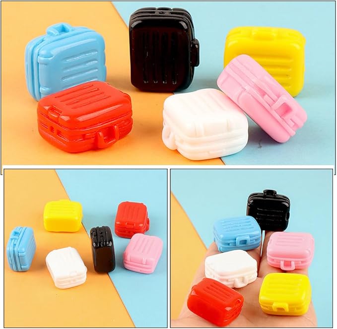 6Pcs Mini Suitcase Party Favor Box Realistic Small Doll Luggage Dollhouse Decor Accessories for DIY Micro-Scene Layouts Chic Adornments Tiny House Display 1.08 * 0.94 * 0.59inch
