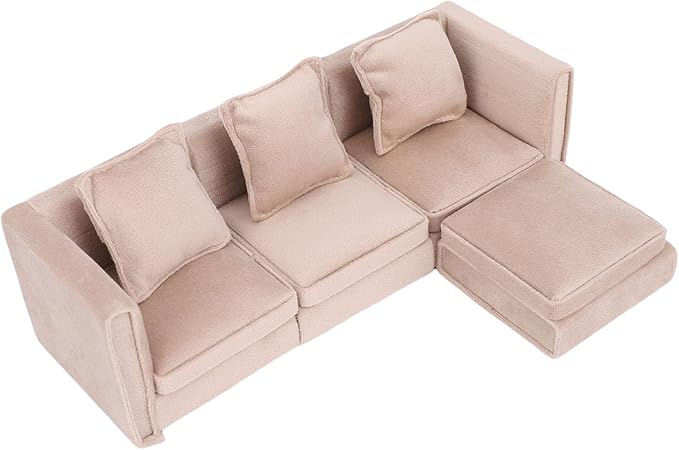 1:12 Scale Miniature Dollhouse Couch Realistic Mini Dollhouse Sofa Furniture with Pillows for Home Decor
