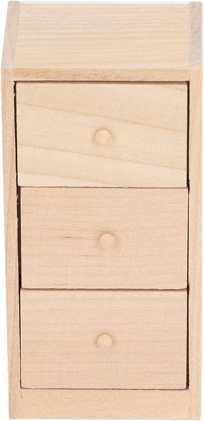 Mini Dollhouse Drawers, 1:12 Miniature Drawer Cabinet, 3 Layer Drawers Birch Wood Storage Cabinet Model, Wooden Doll House Furniture Decor Accessories for Bedroom, Living Room