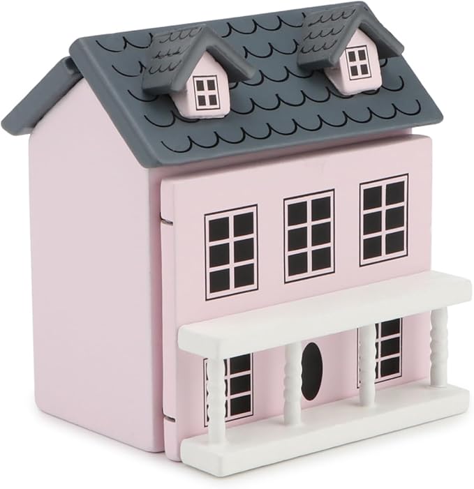 Miniature Cottage for Dollhouse Accessories Desktop Decor Wooden Mini House Storage Decoration Ornament Nice Present for Miniature Lovers (Pink)