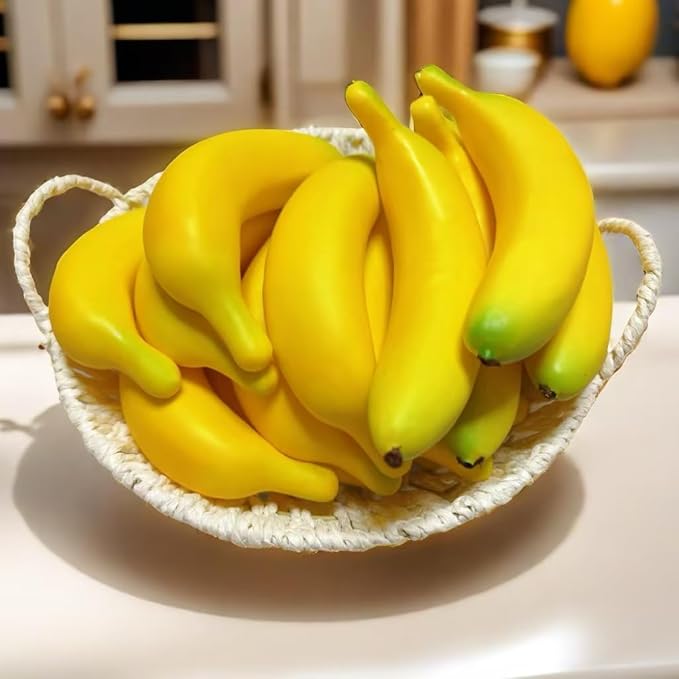 15pcs Fake Individual Banana, Artificial Yellow Bananas Lifelike Simulation Fake Fruit Home House Kitchen Decoration
