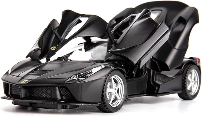 BDTCTK 1:32 Farrari Car Model Pull Back Car with Sound and Light for Kids Boy Girl, Metal Body Door Opened Black