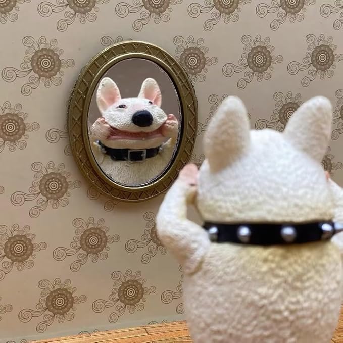 Miniature Dollhouse Mirror European Frame Mirror Dollhouse Victorian Baroque Wall Decor Miniature Bedroom Mini Furniture Accessory for 1/12 Dollhouse Decor