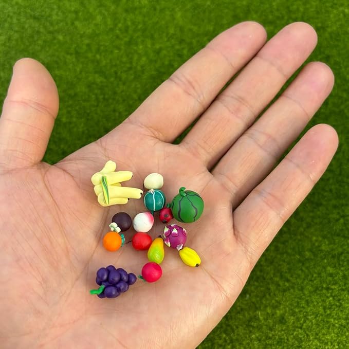 14 PCS Artificial Fruits,Miniature Fruits,Tiny Fruits,Fake Fruits for Diorama Projects,Landscape Projects, Miniature House,HO Layout,Permanent Display,Fairy Garden,School Projects
