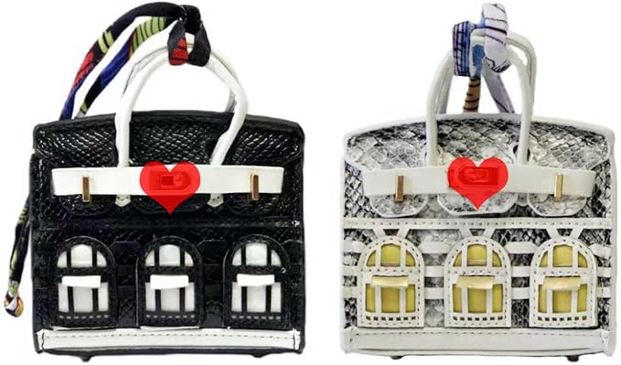 Buyborgood 2 PCS Women Mini Backpack Keychain Accessories Key Pouch Holder Coin Purse Bag Charm Wallet (Black2 + Silvery)