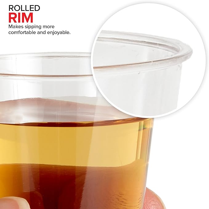 Stock Your Home 1.5 oz Shot Glasses - 500 Mini Plastic Shot Glasses (1.5oz) Clear Disposable Cups for Jello Shots, Wine Tasting, Liquor, Whiskey, Pudding, Sample Cup for Halloween and Elegant Parties