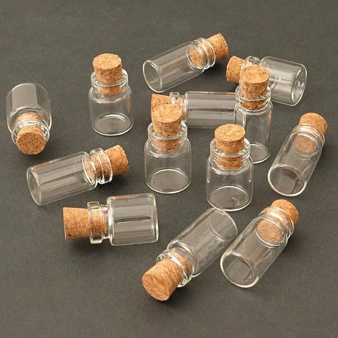 10Pcs Dollhouse Miniature Glass Jars, 1:12 Scale Food Container with Cork for Kitchen, Restaurant Accessories