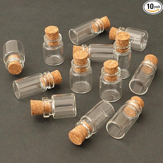10Pcs Glass Jars, Mini Canister Empty with Cork, 1:12 Scale, Miniature Food Container Set