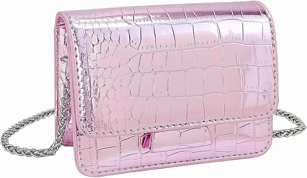 NovaKnot Metallic Mini Crossbody Purse, Evening Clutch Bag with Removable Chain Strap, Small Purse for Women, Not for Phones