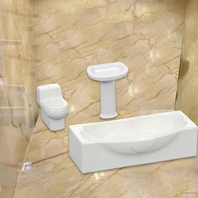Miniature Bathroom Sink Set for Dollhouse Decor, S