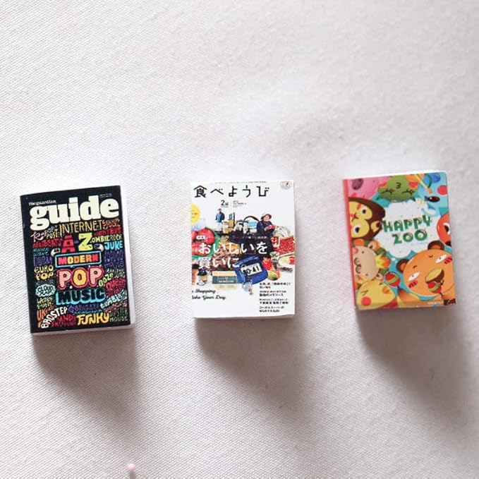 Dollhouse Decoration Accessories, 1:12 Dollhouse Ornament 12 Pcs Mini Color Magazine Book