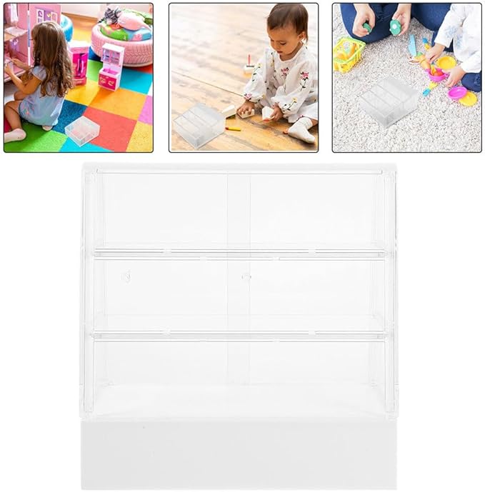 ibasenice 1 12 Scale Miniature Cake Display Cabinet for Dollhouse Bakery Furniture with Sliding Door Plastic Toy Furniture Kitchen Accessory 5.24 X 5.12 X 2.6 Inches