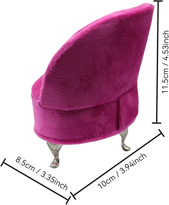 CONCISE Elegant Velvet Jewelry Organizer Box with Hidden Storage. Sophisticated Ring, Earring & Trinket Holder for Women's Vanity Display. Unique Adult Home Decor Accent (Sofa Design) - Pink