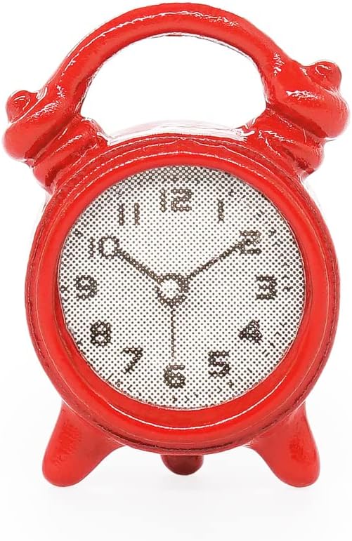 Odoria 1/12 Miniature Alarm Clock Dollhouse Decoration Accessories, Red