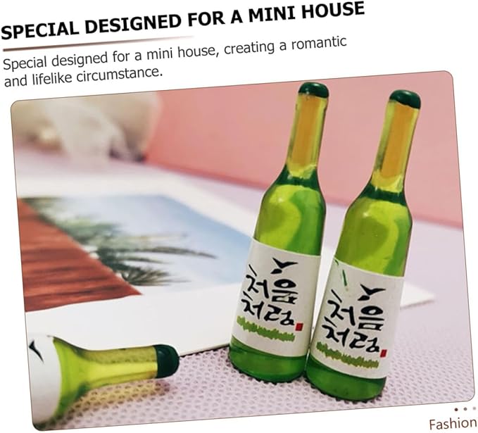 BCOATH 12pcs Mini Korean Rice Wine Bottle Models Miniature Wine Bottles for Dollhouse Decor Realistic Mini House Accessories for Kitchen and Garden Safe Ornaments for Collectors
