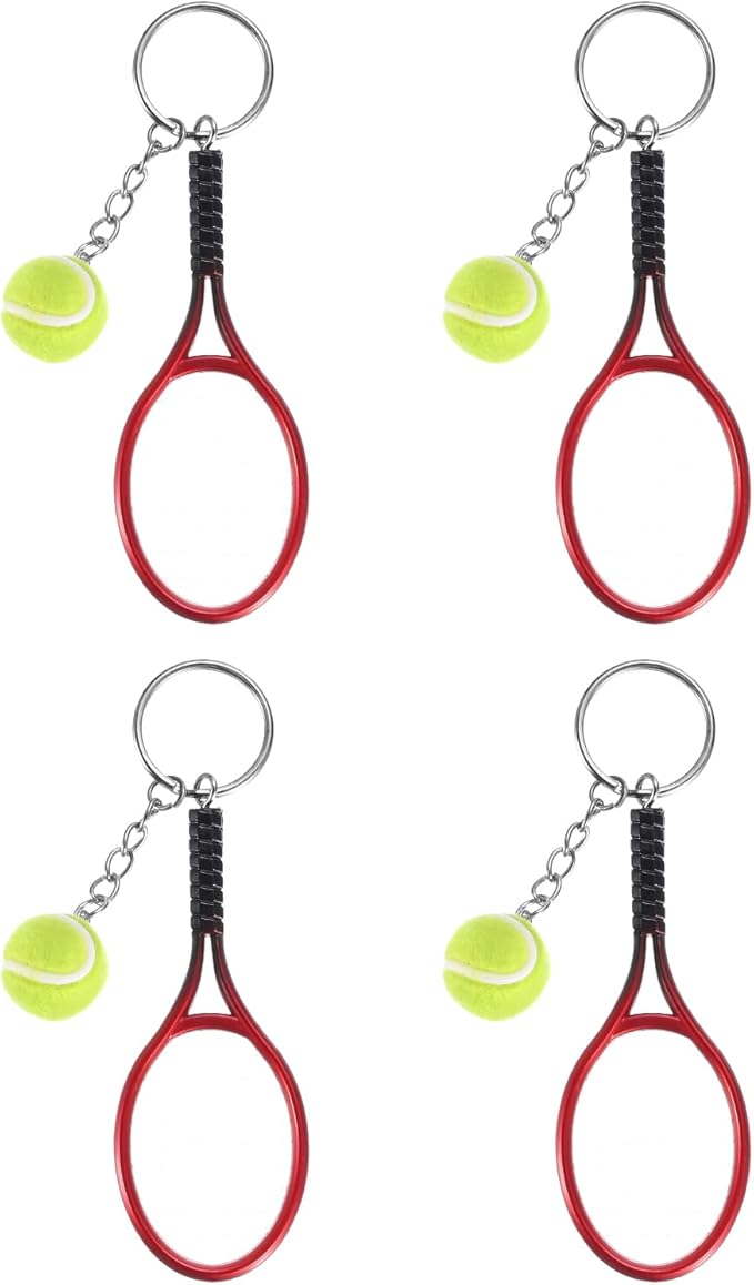 PATIKIL Tennis Keychain, Mini Tennis Racket Keychain Key Ring Tennis Ball Cute Sports Keyrings for Sport Lovers