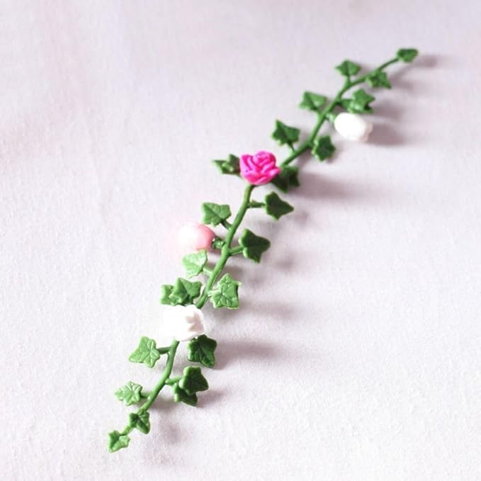 1Pc Colorful Mini Simulation Flower Strips and Vines Micro Landscape, 1:12 Miniature Model Garden Scene Props Decoration, Dollhouse Decoration Accessories, Décor