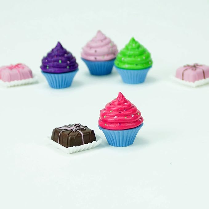 Sophia's Doll-Sized Sprinkled Cupcakes & Petit Fours Dessert Set with 8 Pretend Treats Plus Napkins for 18" Dolls, Multicolor