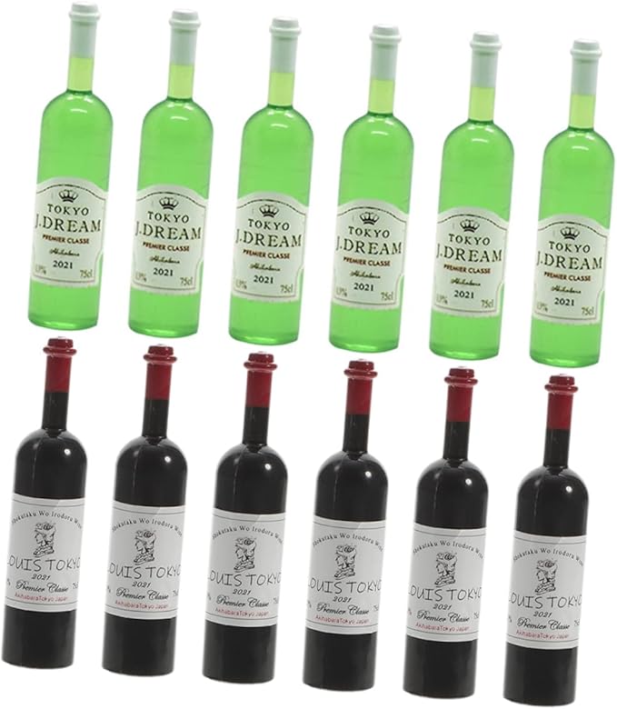 KOMBIUDA 12pcs Miniature Wine Bottles Realistic Tiny House Decorations for Dollhouse for Miniature Collectors and Photography Props