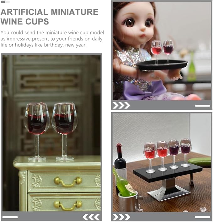 LUOZZY 44 PCS 1:12 Miniature Red Wine Bottle & Cup Tiny Dollhouse Wine Bottles Mini Wine Glasses Dollhouse Champagne Bottles Dollhouse Kitchen Accessories
