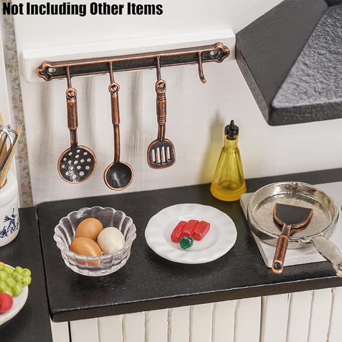 Odoria 1/12 Miniature Kitchen Utensils Dollhouse Decoration Accessories, Bronze
