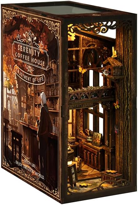 CRIOLPO DIY Book Nook Kit - 3D Wooden Doll House for Adults Miniature House kit with LED Lights for Book Lovers and Collectors
