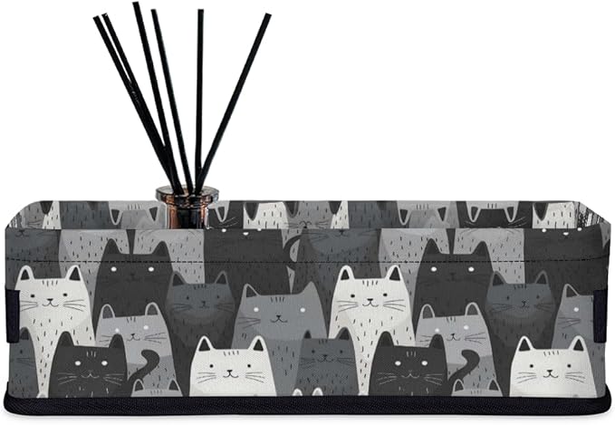 Funny Cats Bathroom Storage Baskets Waterproof Bathroom Counter Organizer Decorative Toilet Paper Storage Basket for Organizing for Bathroom Living Room Decor