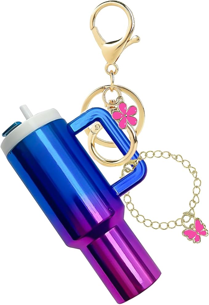 ERTUNA Mini Tumbler Keychain Accessories for Stanley Cup, 2 Way Cute Charms Chapstick Lip Balm Holder for Women Purse Handbag