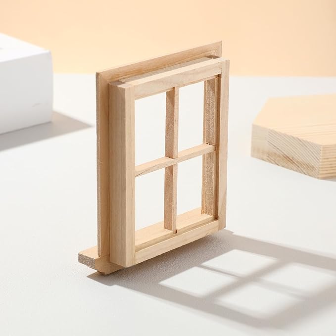 Garneck Miniature Window Frame Model Tiny Furniture Window Ornament Toy for Doll House