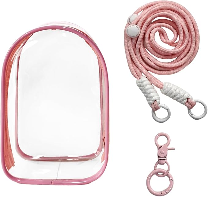 Clear Figure Display Bag with Keychain and Lanyard, Protective Doll Case, 15cm/5.91in Crossbody Doll Storage Bag