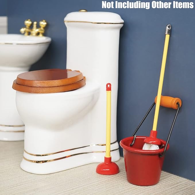Odoria 1/12 Miniature Plunger Mop Dollhouse Cleaning Accessories
