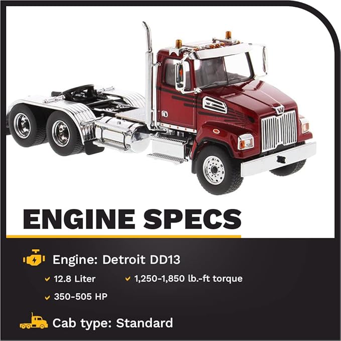 Diecast Masters Western Star 4700 SF Tandem Day Cab Tractor Metallic Red 1/50 Diecast Model