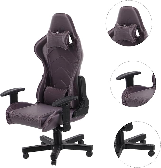 1 12 Scale Miniature Gaming Chair Model Tiny Dollhouse Furniture Office Decor Collector Accessory Realistic Small Computer Chair
