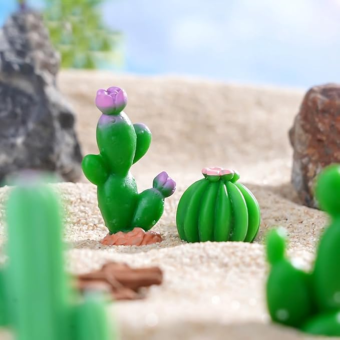 12 PCS Mini Resin Cacatus Plants, Fairy Garden Accessories, Miniature Figurines, Micro Landscape Ornaments