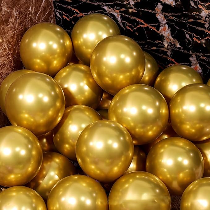 5 inch Metallic Gold Balloons, 100 pcs Thick Chrome Gold Latex Party Balloons (Metallic Gold)