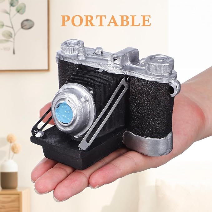 IMIKEYA Vintage Camera Ornament for Home Decor, Black Resin Decorative Prop, Antique Style Miniature Camera Craft for Photography Enthusiasts(5.11X3.74 Inch)