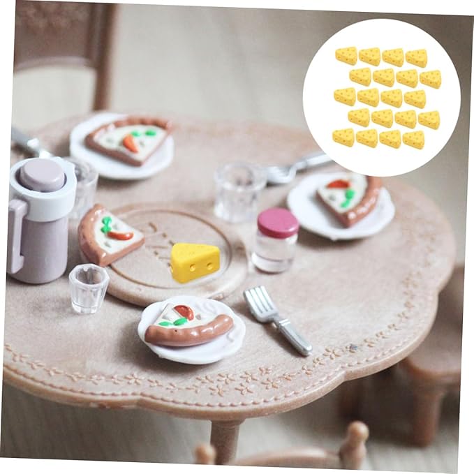 TOYANDONA Simulated Cheesecake Miniature Fake Cheese Models 50 Pcs Artificial Dessert Props for Dollhouse Decoration Photography and Home Display