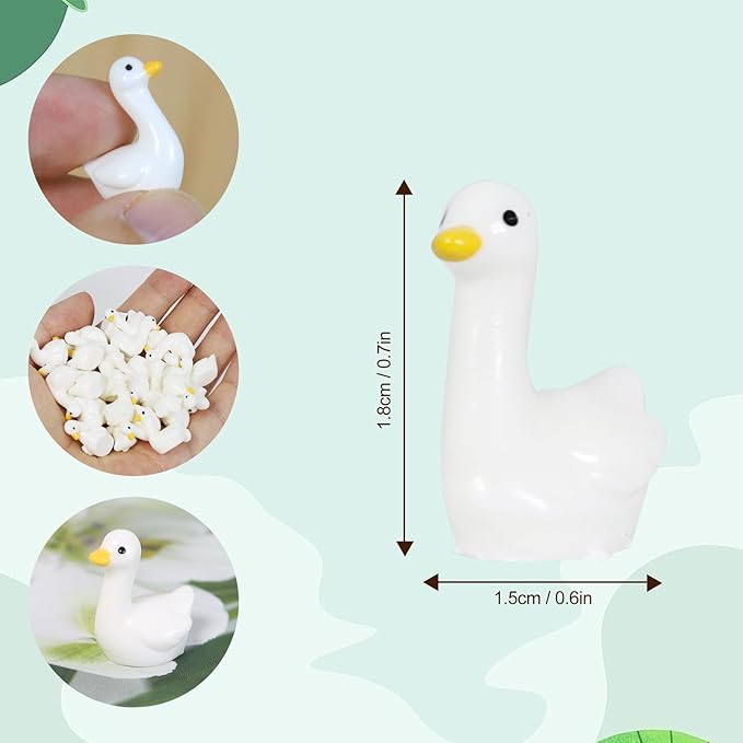 100Pcs Mini Resin Gooses, Tiny Gooses Figurines, Bulk Small Goose Statues,Miniature Resin Animals to Hide for Landscape Decor Cake Topper Party Supplies Birthday or Gifts
