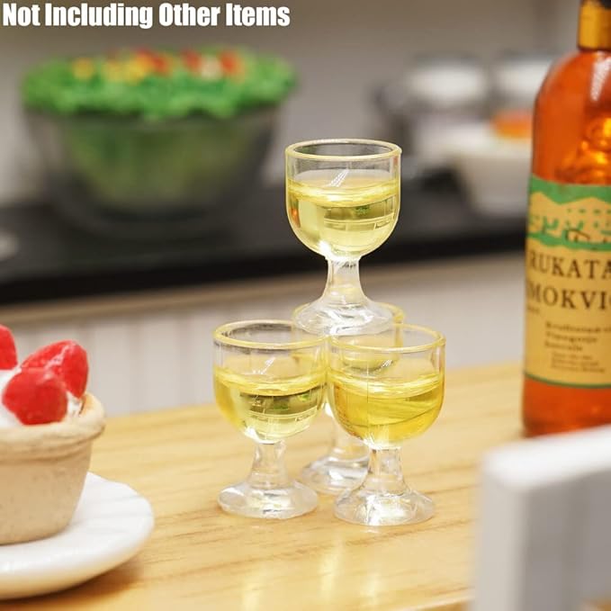 Odoria 1/12 Miniature Wine Glasses 4Pcs Dollhouse Decoration Accessories, White Wine