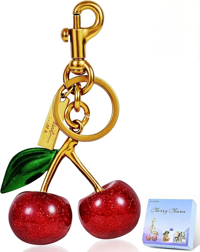 claities Cherry Bag Charm Purse Charms Keychain- Car Cherry Accessories Women Birthday Christmas Women Mothers Day Gifts