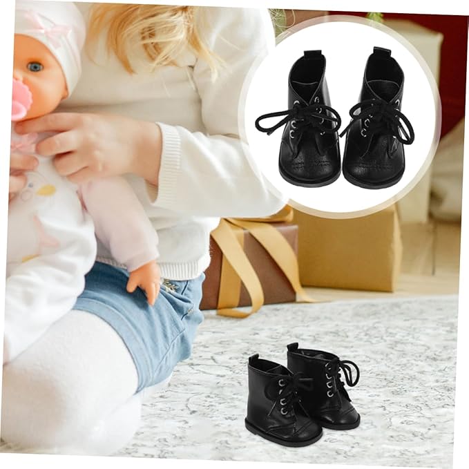HANABASS 2 Pairs 18 Inch Doll High Top Boots Shoes Girls Pu Leather Fashion Clothing Accessories for Dollhouse Dress up Play
